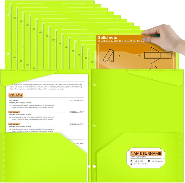 2-pocket Plastic Presentation Folder, A4 Letter Size, 3-hole Punching Machine, Paper Pad, Office and School Supplies.