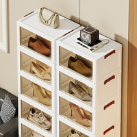 Rangement Pliable Transparent en Plastique à un et Deux Niveaux pour Meubles de Salon, Boîtes à Chaussures et Organiseurs