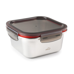 Contenitore per alimenti Lacor in acciaio inossidabile quadrato da 1,5 litri con coperchio per preparazione pasti e conservazione in frigorifero - Product Image 1