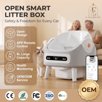 Bac à litière pour chat en plastique autonettoyant, intelligent, avec contrôle par application, Wi-Fi, ouverture supérieure, grande capacité de 8 L, capteur anti-pincement, pour plusieurs chats