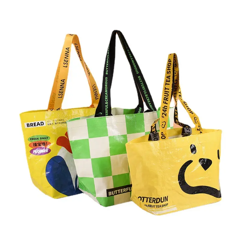 पर्यावरण के अनुकूल निविड़ अंधकार पीपी बुना शॉपिंग बैग से recyclable टुकड़े टुकड़े में पीपी बुना बैग ले जाना