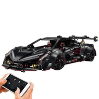 Guly 10639 Ensemble de blocs de construction de supercar noir électroplaqué à l'échelle 1:8, modèle de loisir DIY, cadeau, briques MOC, véhicules de course, jouets