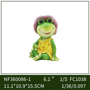 Statue de <span class=keywords><strong>grenouille</strong></span> de jardin en résine peinte à la main avec chapeau fleuri violet, modèle « Princesse du jardin », pour ornement extérieur de jardin - Product Image 3