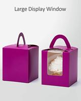 Logo personalizzato alto 2 scatole per Cupcake viola con tazza di plastica trasparente da 2.5 pollici con inserto per finestra e maniglia