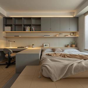 Lit plateforme tatami sur mesure avec étagère, mobilier de chambre d'enfant moderne et multifonctionnel - Product Image 1