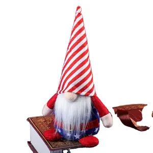 Vatansever Gnome bağımsızlık günü cüce bebek 4 temmuz hediye yıldız ve çizgili el yapımı İskandinav süsler çocuklar bebek