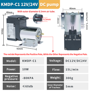 OEM ODM KMDP-C1 Pompe à <span class=keywords><strong>air</strong></span> sans balais 24V CC 10W 280kPa/-80kPa Mini pompe à vide à diaphragme - Product Image 6