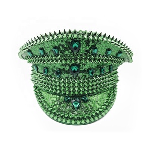 Rhinestone Sequin Captain Hat Y2K Style Unisex for Festival Birthday Party Supplies <strong>Burning</strong> <strong>Man</strong> Rave Wear Cosplay <strong>Costume</strong> - Product Image 2