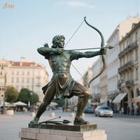 Grand décor de place publique urbaine personnalisée Grèce mythe Statue d'Apollon en métal coulé en laiton grandeur nature Apollo mythe Bowman Sculpture en bronze