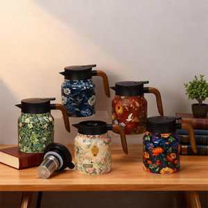 Termos kopi gaya Tiongkok, termos kopi terisolasi 1L, ketel vakum dinding ganda, hadiah bisnis - Product Image 1