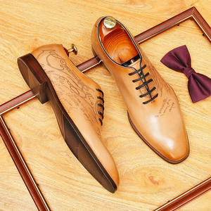 Factory Custom Made Luxury Men's Loafers Genuine Cow Leather Pointed Wedding <b>Shoes</b> for Autumn Formal Social Wear Printed Design - Product Image 1