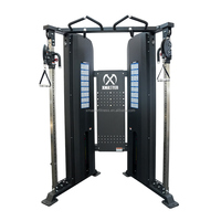 Machine à poulies double réglable XMASTER XMT-MPFR pour usage commercial, capacité de charge 95 kg, rapport 2:1, rack fonctionnel noir et bleu