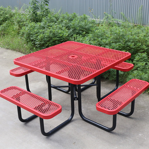 होटल के लिए 46 इंच 4 फीट 6 फीट 8 वर्ग टेबल सेट, रेस्तरां लोहे के आउटडोर गार्डन टेबल के लिए - Product Image 3