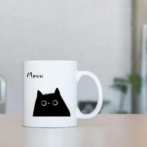 11oz Sublimation Blanks Printing Cat Mug Ceramic Coffee Cup Promotion