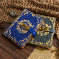 Carnet à code A5 rétro en cuir PU, couverture rigide, logo personnalisé, 100 feuilles de papier épais, reliure cousue, impression UV, utilisation promotionnelle, boîte