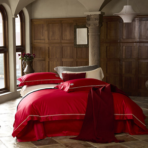 Color Of Color Textiles Wedding <b>Bedding</b> <b>Set</b> 120Tc Red Solid Color Modern Chinese Style Machine Washable - Product Image 1
