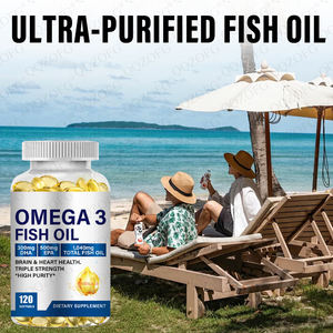 Huile de poisson Oméga <span class=keywords><strong>3</strong></span> de qualité supérieure en gros avec 900 DHA et <span class=keywords><strong>1200</strong></span> EPA, triple concentration, soutient la santé du cerveau et du cœur, complément alimentaire - Product Image 5