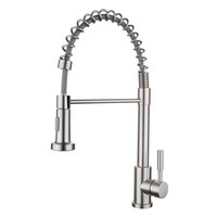 Robinet de cuisine en acier inoxydable 304 noir mat avec douchette extractible à ressort et bec haut pour évier de ferme