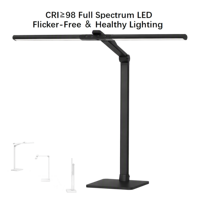Lampe de bureau LED avec variateur tactile et CRI 95 élevé, design métallique pliable contemporain, alimentation CA, idéale pour étudiants, chambre, bureau, peinture