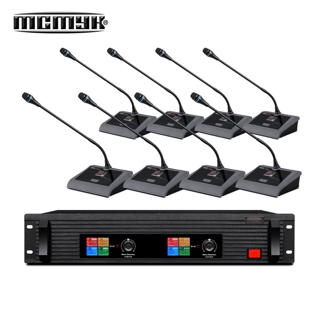 Custom LOGO Eight Channels UHF Wireless Gooseneck Microphone for Conference Room Condenser Desktop Use Noise Cancelling
