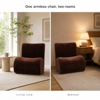 Fauteuil modulaire sans accoudoirs en chenille marron foncé, module de canapé individuel rembourré avec coussin moelleux, siège confortable pour salon