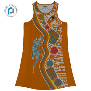 Falda de Tenis Personalizada Sublimada para Mujer, Estilo <span class=keywords><strong>Razorback</strong></span>, Diseño Aborigen, Uniformes de Netball con Baberos de Velcro - Product Image 4