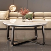 Table basse moderne et simple avec panneau en pierre de luxe léger – Ensemble de vente en gros pour petits appartements et locations de salons