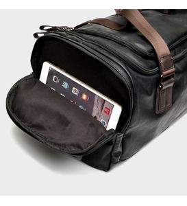 Bolsa de Viaje de Piel Sintética para Hombre 2024 - Negra 42x23x22cm para Viajes al Aire Libre y Gimnasio con Compartimento para Zapatos - Product Image 3