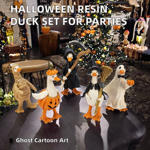 HOUSEDECO - Juego de Estatuas de Pato de Resina Ecológicas Personalizadas al por Mayor para Halloween, Figuras de Calabaza, Bruja y Fantasma, Decoración para el Hogar y Fiestas - Product Image 2