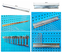 Papan Pegboard Baja Kokoh, Kit Papan Pegboard Logam, Panel Alat Dinding/Meja, untuk Pengait Dinding, Rak Display Organizer Dinding