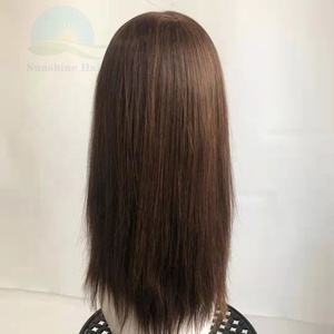 Tupé <span class=keywords><strong>de</strong></span> piel fina <span class=keywords><strong>para</strong></span> <span class=keywords><strong>mujer</strong></span>, peluca <span class=keywords><strong>de</strong></span> <span class=keywords><strong>cabello</strong></span> humano brasileño virgen remy, línea recta, color marrón claro - Product Image 4