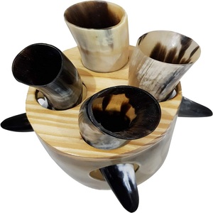 จำหน่ายโดยตรงจากโรงงาน งานฝีมือ HA แก้วเครื่องดื่มทำจากเขาไวกิ้ง งานแฮนด์เมด ดีไซน์หรูหรา ทันสมัย ขัดเงา งานไม้ธรรมชาติ - Product Image 3