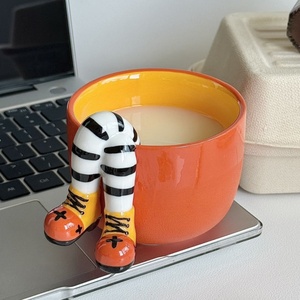 Lelyi vẽ tay gốm Cốc gốm thân thiện với môi trường với thiết kế dễ thương 250ml Dung tích cốc cà phê chân lên tính năng - Product Image 1