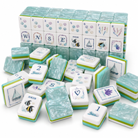 Jeu de tuiles de mahjong américain Ocean Coral Fish, en acrylique 4 couches, 1,22 po H x 0,90 po L, motif marin illustré à la main, personnalisation ODM/OEM