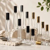 Flacon pulvérisateur de parfum vide en verre 3ml 5ml 10ml 20ml, forme carrée, atomiseur rechargeable avec capuchon noir, or, argent, brume fine