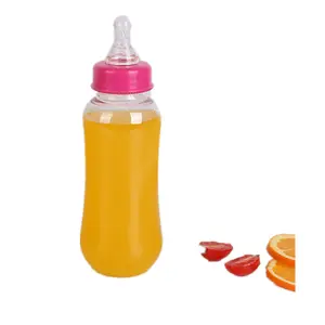 Livraison rapide PET 280ml 360ml 400ml biberon en plastique avec sucette yaourt lait thé bouteille