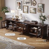Meuble TV vintage de style américain en bois massif, meuble de rangement sur pied pour salon, étagère en noyer noir, modèle fabriqué en Chine
