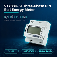 Compteur d'énergie triphasé sur rail DIN, homologué MID, classe B, 3x80A, 230/400V, M-Bus, écran LCD pour la surveillance des stations de recharge