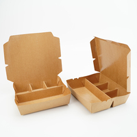 Boîte à lunch personnalisée en papier kraft biodégradable avec compartiments divisés pour la livraison de repas