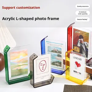 Cadre <span class=keywords><strong>photo</strong></span> en <span class=keywords><strong>acrylique</strong></span> personnalisable, support d'affichage de bureau transparent double face pour la décoration de la maison et du bureau en DIY - Product Image 2