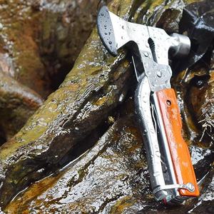 Multitool Hammer AXE <span class=keywords><strong>Camping</strong></span> Gear Accessories Survival Kits Multifunction Tool Portable Folding Wood Handle Stainless Steel - Product Image 6