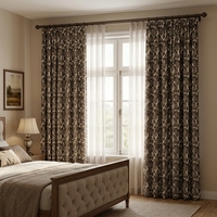Cortinas de Cachemira Sintética con Estampado de Rosas Estilo Americano Romántico, Cortinas Gruesas de Lujo con Diseño Floral para Dormitorio y Sala de Estar