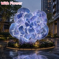 Dekorasi Seni Bunga Peony EVA Raksasa Laris Manis, Bunga Peony Besar Bercahaya LED untuk Tata Letak Lanskap Komersial, Pernikahan, dan Aula Perjamuan