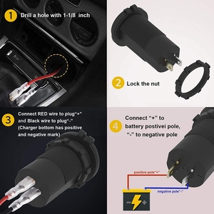 ที่ชาร์จในรถยนต์แบบเร็ว 12V Quick Charge 4.0 Type-C PD 60W USB QC3.0 สำหรับเรือและรถบ้าน - Product Image 2