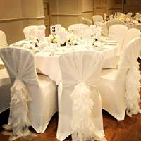Ruban de décoration pour chaise de mariage en taffetas plissé YT-37 avec nœud en forme de saule bouclé