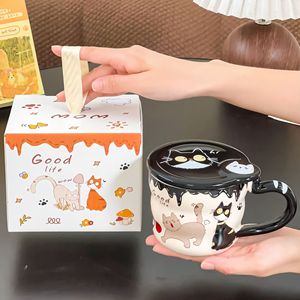 Taza de Café de Cerámica con Tapa, Diseño de Gato Adorable, Taza de Porcelana para Leche, Agua y Bebidas, Regalo de Cumpleaños al por Mayor para Amigos - Product Image 6
