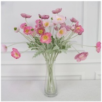 Fleur de pavot artificielle en soie floquée, tige pliable, décoration de la maison, centre de table, mariage, rose, rouge, orange, crème