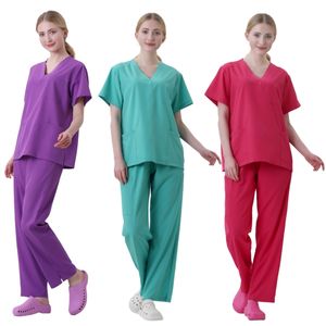 Col en V poches supérieures 4 voies extensible nouveau Style soins infirmiers gommage extensible doux infirmière survêtement uniformes médicaux unisexe gommage ensemble - Product Image 1