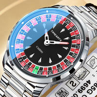 Montre de luxe pour homme TIMEARTX, style casino, mouvement à quartz, cadran rotatif automatique, lumineux, étanche, bracelet en acier, montre homme