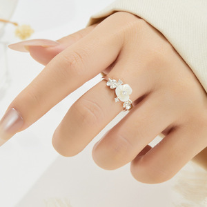 Flower Open <b>Ring</b> 925 Sterling Silver <b>Adjustable</b> Index Finger <b>Ring</b> Gift Jewelry - Product Image 2